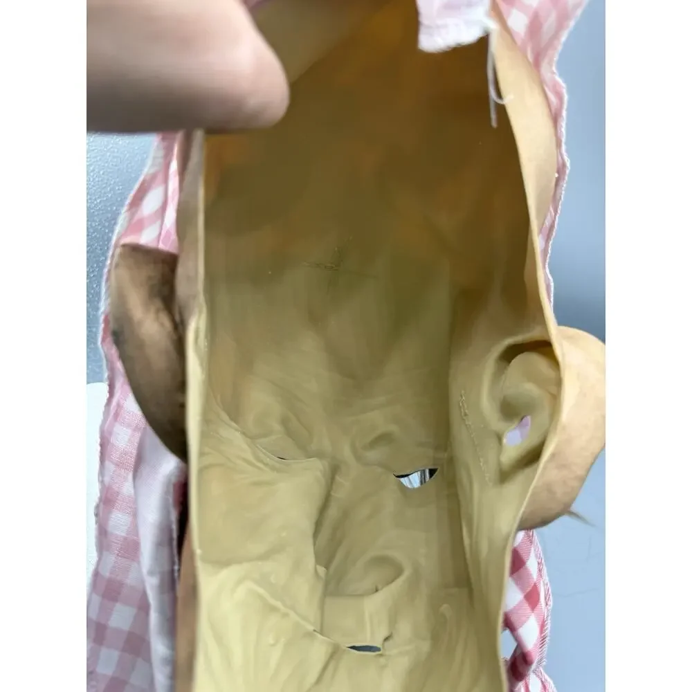Vintage Old Hag Witch Mask Latex Rubber Gingham Scarf Hair Halloween Creepy